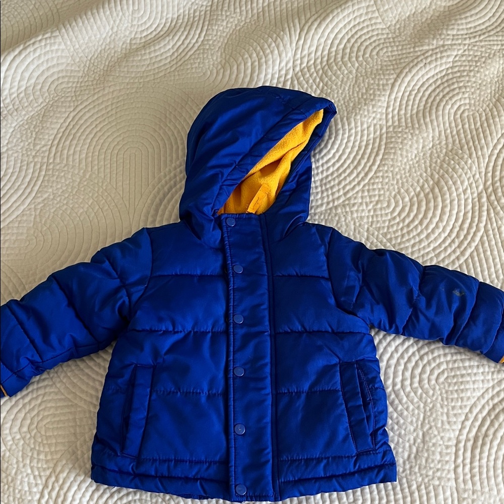 Okie Dokie Blue Puffer Jacket with Yellow Lining